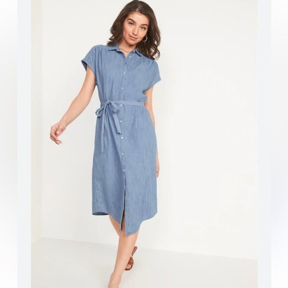 Old Navy button down light denim dress medium - Picture 1 of 5